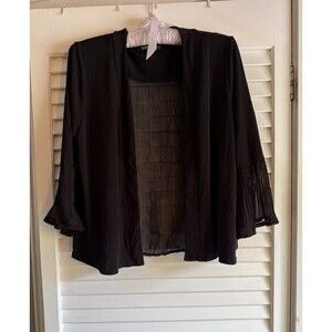 Women’s XL Black Open Front Sheer Accent Lightweight Sweater Jacket Whimsigoth
